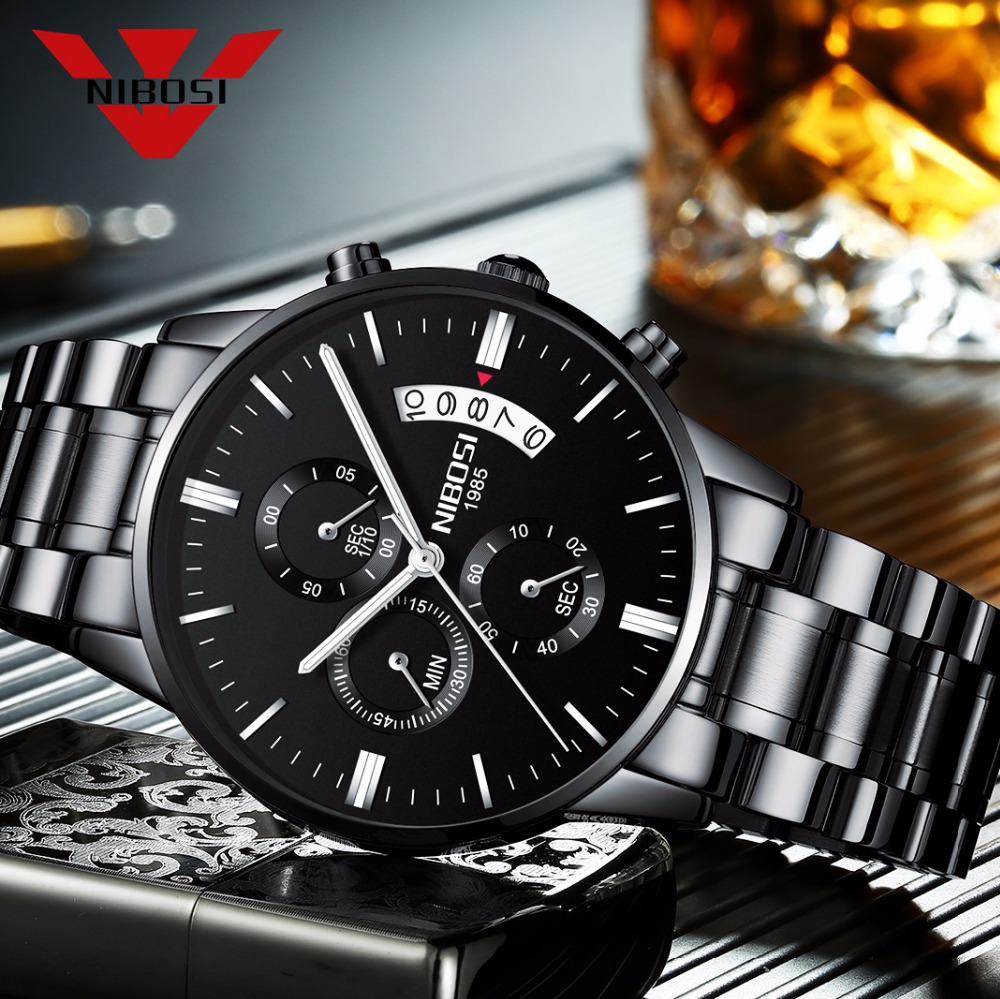 NIBOSI Stainless Steel Black Q - Luxury Watch Investment recension och pris