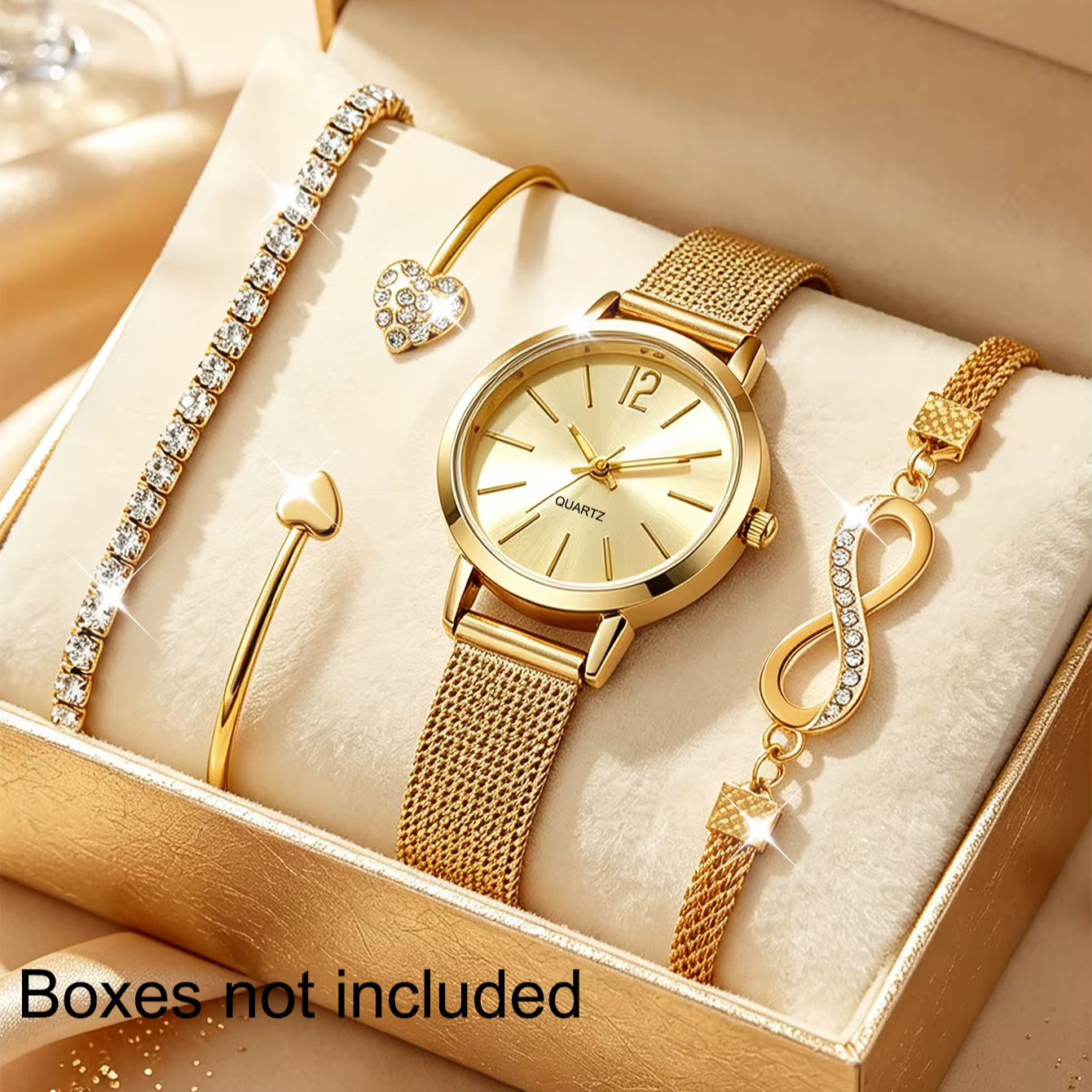 4-Piece Set of Light Luxury Mi - Luxury Watch Gift For Her recension och pris